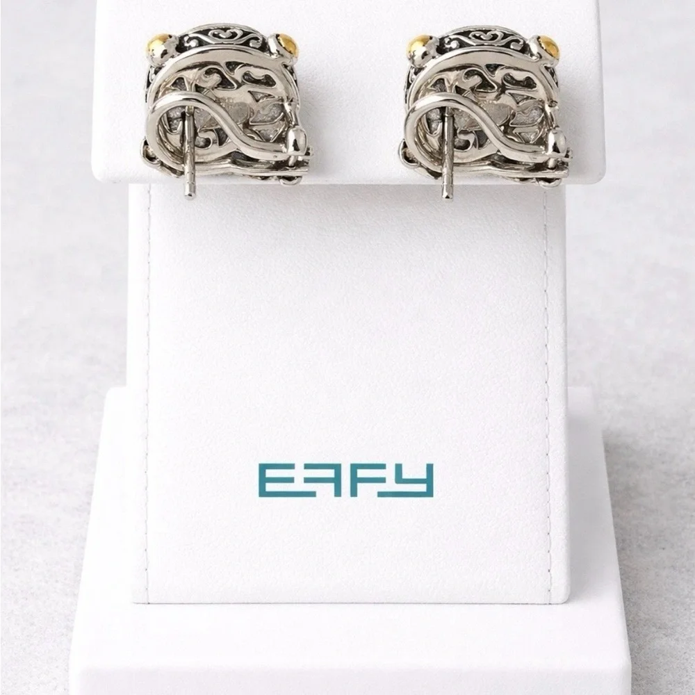 Effy Turquoise 925 Sterling Silver and Gold Rope Stud Earrings